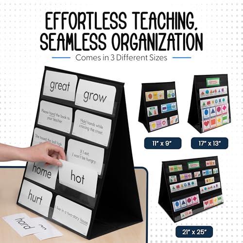 Essex Wares Tabletop Pocket Chart Stand - 13x17 inch Double-Sided, Black, Variation 1