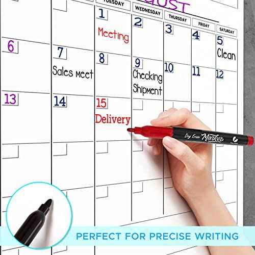 Large White Board Calendar 36"x48" Dry Erase Calendar for Wall Big Dry Erase Wall Calendar Yearly Monthly Wall Calendar Dry Erase Board Planner Includes 6 Markers Eraser Push Pins & Mounting Tape