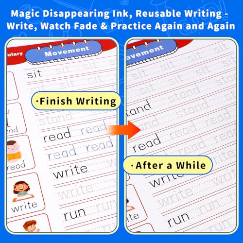Kids Reusable Handwriting Practice Book with Magic Disappearing Ink - Ages 3-8