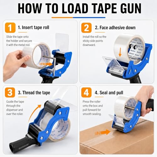 Bonison 2-Pack Professional 3 Inch Tape Gun Dispenser | Heavy-Duty, Quick-Load, Ergonomic Handle