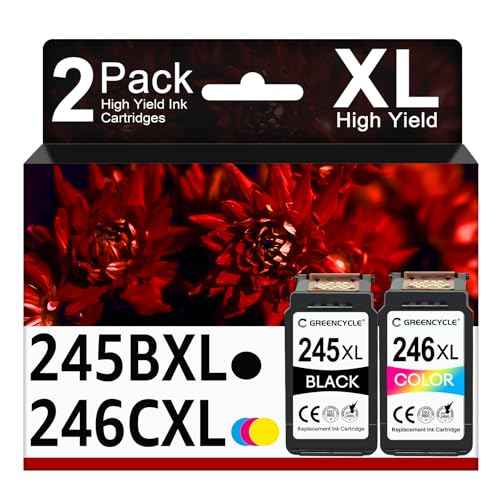 245XL 246XL Ink Cartridge Compatible Replacement for Canon PG245 XL CL246 XL Combo Pack for Canon Ink 245 246 Work for PIXMA MX490 MX492 MG2522 TR4520 TR4500 TR4522 MG2520 Printer 245 Ink- 2Pack