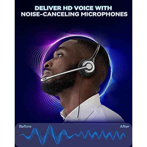 Wantek Corded Telephone Headset Mono w/Noise Canceling Mic for Avaya Aastra Allworx Adtran Alcatel Lucent AltiGen Comdial Digium Gigaset InterTel Mitel Plantronics MiVoice Landline Deskphones