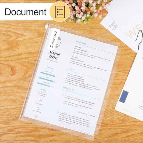 KTRIO Letter Size Binder Pockets 3 Ring Binder Zipper Pouch 12 Pack, 3 Holes Clear PVC Loose Leaf Bags 8.5"¡¿11" Document Folders for Business Office School Supplies