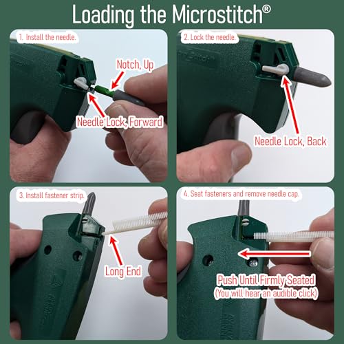 MicroStitch All‑In‑One Tagging Gun Kit – Ultra‑Fine Needle, Black & White Fasteners (Black & White)