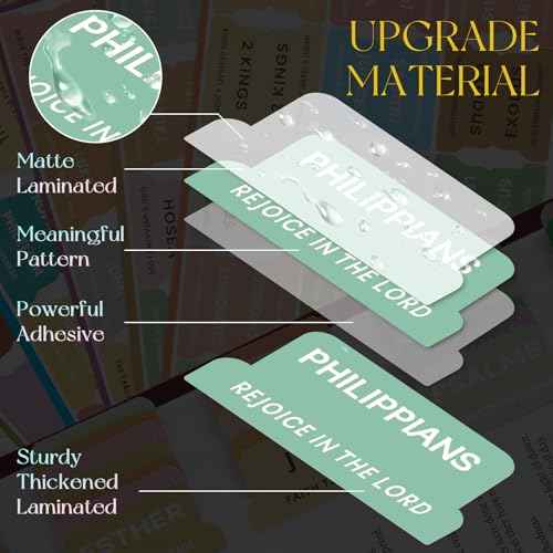 Bible Tabs with Delicate Cover, 75 Tabs with Chapter Titles and Summaries, Christian-Themed Stickers,Waterproof Laminated Bible Tabs,Bible Index Tabs,Bible Study Supplies(Boho)