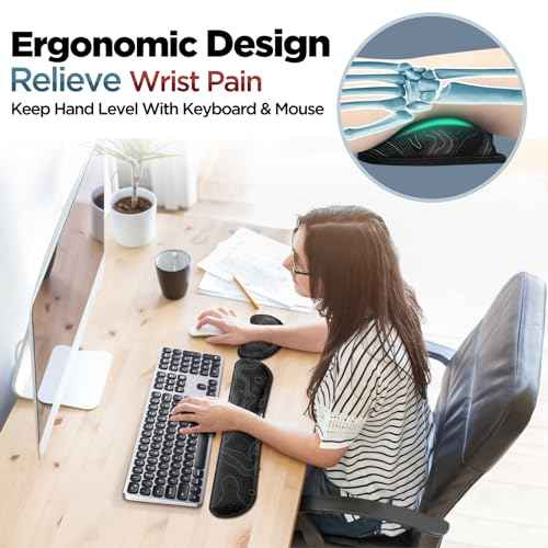 Gimars Enlarge Silky and Superfine Fabric Gel Memory Foam Keyboard Wrist Rest Set, Ergonomic Keyboard Mouse Wrist Support for Typing Pain Relief, Comfort for Office, Gaming, Computer-Map Pattern