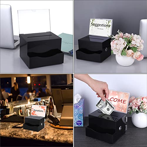 USTRAM-11389 BTSKY Acrylic Suggestion Box with Lock & Sign Holder, Black