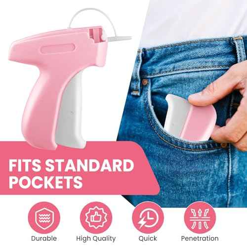 Stitch Gun for Clothes, Portable Tag Gun,Durable Micro Stitch Gun, Lightweight Free Fixer (Pink,1pcs+2000tag)