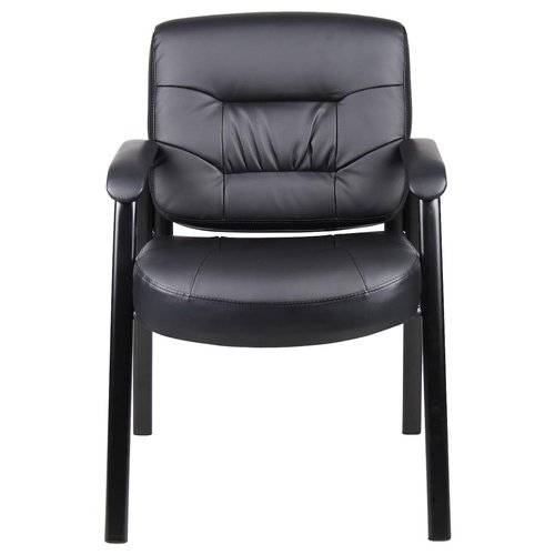 Oakestry Executive Guest Chair Black Mid Back Leatherplus Upholstered Office Chair Cushioned Seat Armrests Durable Frame Reception Conference Room Waiting Area Home Office Stylish Comfortable Seating