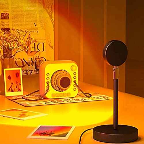 Balkwan Sunset Lamp Projection Rotation Rainbow Lamp Led Romantic Visual Led Light Network Red Light with USB Modern Floor Stand Night Light Living Room Bedroom Decor (Sunset Red)