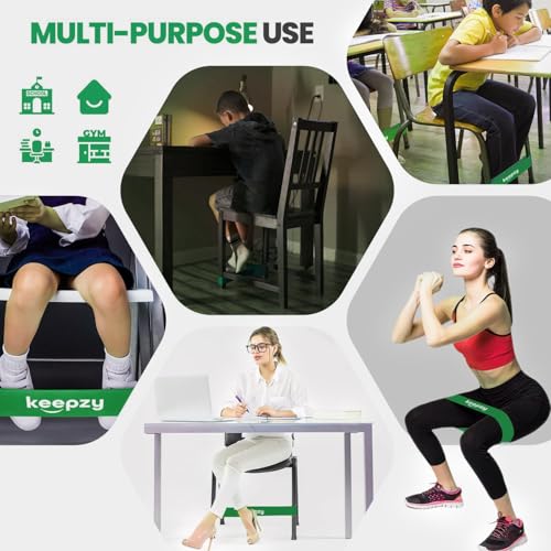 Green Chair Bands for Kids Fidgety Feet 12 Pack - Anti-Slip Desk Bands for Classroom & Home