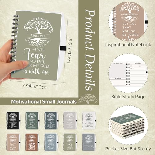 Kosiz 80 Pcs Christmas Christian Gifts Bulk Prayer Journal Religious Bible Verse Spiral Notebook with Pen Tree of Life Notepad Church Gifts for Women Sunday School Teacher (Boho Color)