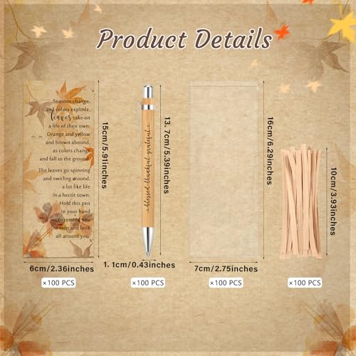 Epakh 100 Sets Thanksgiving Gifts Bulk, Fall Pens with Greeting Cards, Fall Party Favors for Adults, Friendsgiving Party Favors, Thanksgiving Gifts for Coworker, Teacher, Employee, Office (Retro)