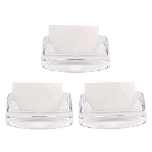COM.TOP - Acrylic Card Holder, 3 Pack of Business Card Holder | Office Supplies, Desk Accessories | Brighten Up Your Table- Clear, 3 Pack