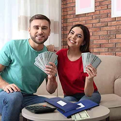 30 Pieces Money Bank Bag with Zipper Pouch for Cash 11 x 6 Inch Security Bank Deposit Bag with Clear Window Leatherette Money Cash Coin Wallet(Royal Blue)