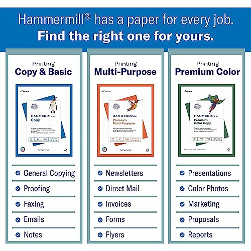 Hammermill Premium Color Copy Printer Paper 8.5 x 11 - 1 Ream (500 Sheets), 28 lb, Bright 100, Made in USA, Letter Size