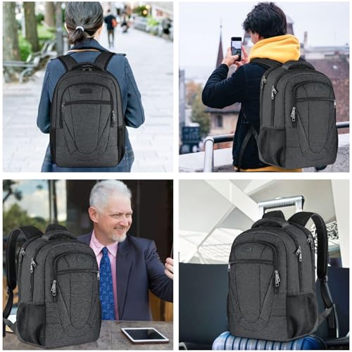 BIKROD 17.3 Inch Water-Resistant Laptop Backpack for Teens & Adults, Black