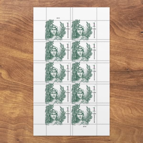 United States Postal Service $1 Statue of Freedom Stamp Sheet of 10 Green US Postage