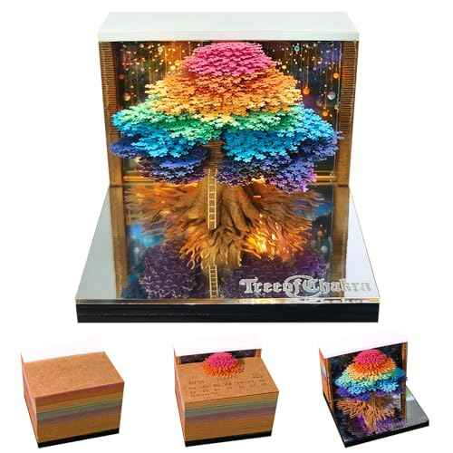 Timepiece Calendar 2026,DIY Paper Tear away Calendar,Unique Paper Sculpture Tree,Thanksgiving,Christmas,Housewarming,Office Desktop Decoration Notepad Gift (With Light)