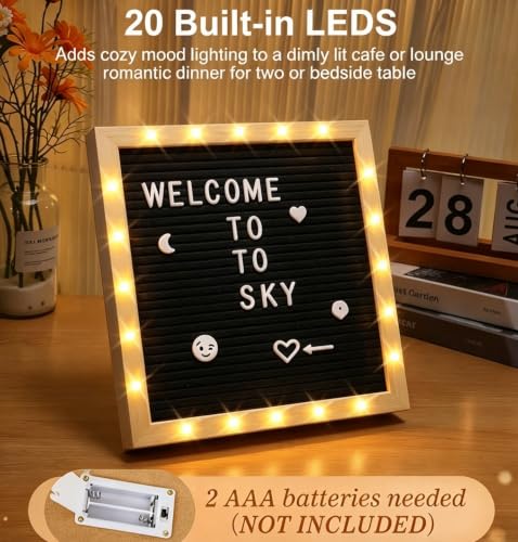 Hiflyer 10x10 Insulated Felt Letter Board with LED Lights, Changeable Messages