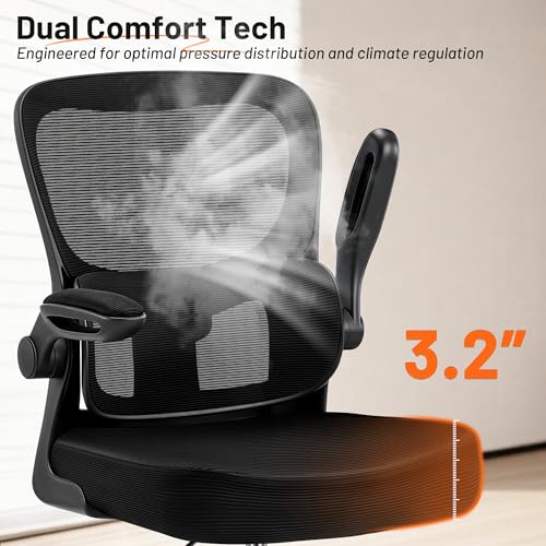 AreShark Black Drafting Chair - Ergonomic Tall Office Chair with Lumbar Support, Flip-Up Armrests, Breathable Mesh, Adjustable Foot Ring