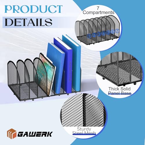 Gawerk Black 7-Section Mesh Desk File Organizer for Office - 1 Pack