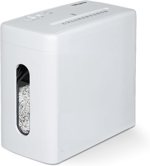 Regine Switzerland Low Noise 40dB Paper Shredder - 10-Sheet Cross Cut | CD & Credit Card Shredding, 2.6 Gallon Wastebasket, P-4 Security, White