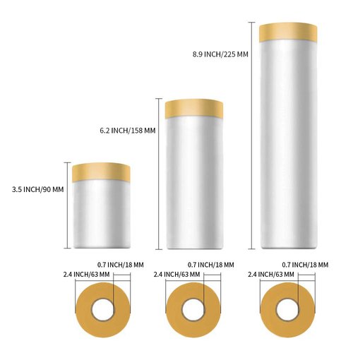 MyLifeUNIT Tape and Drape, 9 Pack Masking Film, Assorted Masking Paper for Automotive Painting Covering