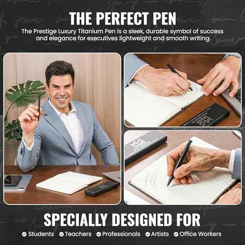Titanium Bolt Action Pen ? Refillable Fine Tip 0.5mm Ballpoint, Matte Black Sandblasted Finish, Durable EDC Writing Pen with Pocket Clip, Gift Box Included