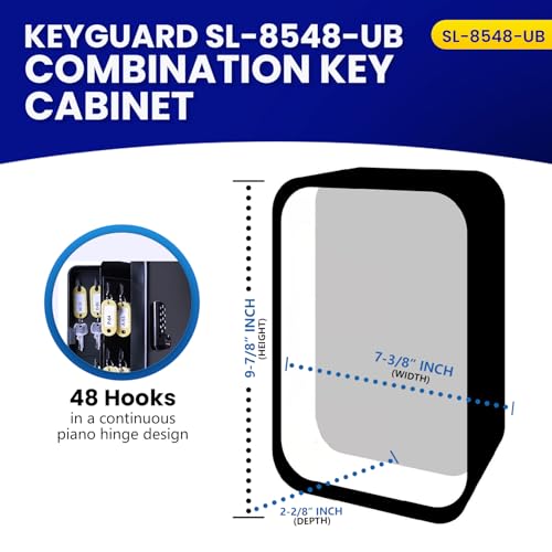KeyGuard Dual Access Combination Key Cabinet With Black 4-Dial Combi-Cam Ultra - 48 Hook, Conveniently Store Your Keys with 10,000 Possible Combinations, SL-8548-UB