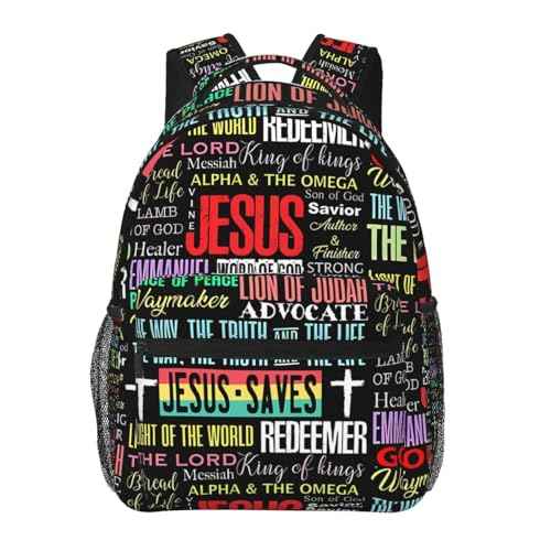 Jesus Cross Laptop Backpack for Travel Lightweight Bookbag Large Capacity Christian Bag Casual Daypack