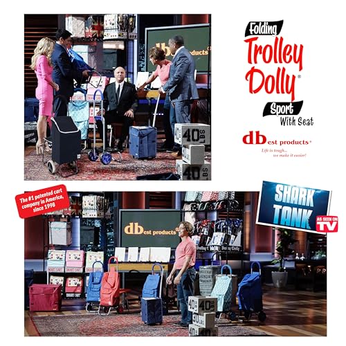 dbest products Trolley Dolly Sport with Chair ? Foldable Grocery Cart on Wheels ? Multi Use Rolling Cart with Built-in Seat, Removable Bag, and Hand Truck Dolly Function, Black