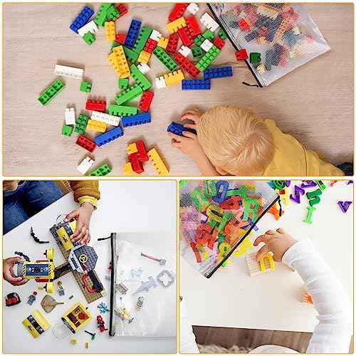 60pcs Large Mesh Zipper Pouch File Bags Reusable Zippered Pouches for Organizing Classroom, Board Game Storage, Puzzle Bags Black