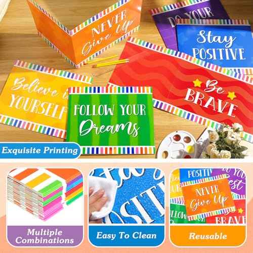 24 Pcs Inspirational Privacy Folders Bulk for Students Cardboard Privacy Boards Desk Divider Panel Waterproof Testing Divider for Classroom Teacher Back to School Study Supplies (Colorful)