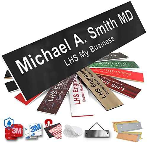 Engraved Custom Door Plate Black Plastic Office Door Sign with White Letters - Made in USA 2x6 B2