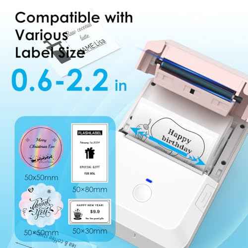 2-inch Label Maker Machine with Tape, Portable Thermal Sticker Maker with 230 Labels, Wireless App & Bluetooth Connectivity for Home,Office,Business & School - Compact Label Machine, Pink