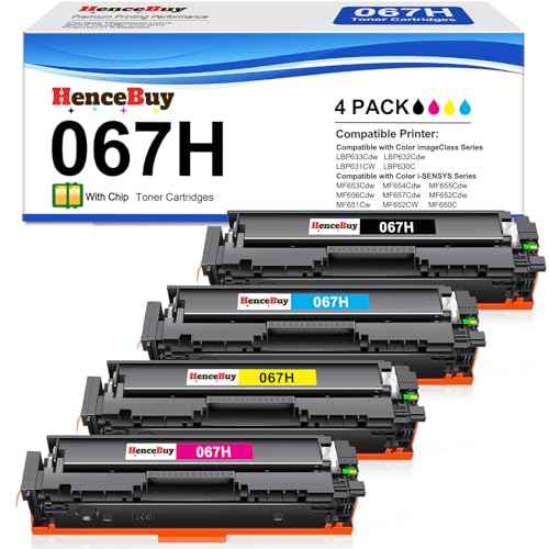Compatible Canon 067H 067 Toner Cartridge Set Replacement for Canon 067H Compatible for Color ImageClass MF656Cdw LBP632Cdw MF654Cdw MF653Cdw LBP633Cdw MF650C LBP630C MF652Cw Printer- 4 Pack