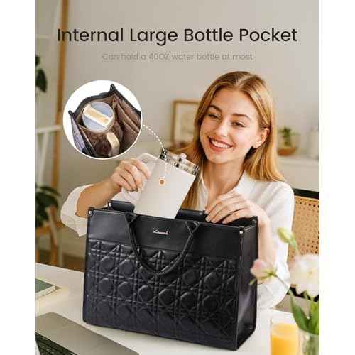 LOVEVOOK Laptop Tote Bag for Women,Waterproof Leather Work Bag for Teacher,Business Office Work Bag Briefcase,Gifts for Women