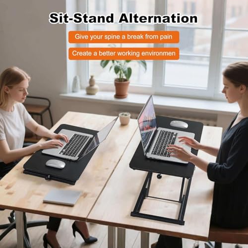 Standing Desk Converter Adjustable Height ,Keyboard Riser for Stand Up Desk Riser ,Computer Keyboard Stand for Desktop ,Computer Workstations for Home Office Black Size 23.6 Inch