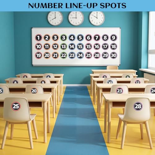 WSICSE 36 Black Classroom Floor Line Up Spots with Arrows, 4x4 Inches