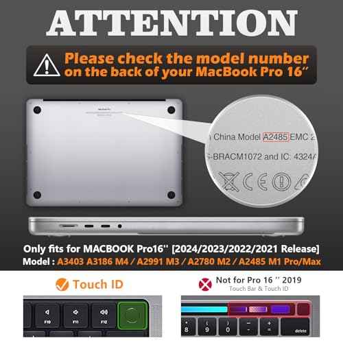 SEYMAC stock Case for MacBook, Shock-Absorbing Protection with Folding Stand &Mouse Pad Case for MacBook Pro 16 inch, Black