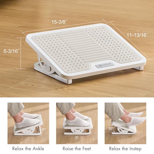 EUREKA ERGONOMIC Tilt Adjustable Footrest, Foot Rest for Under Desk at Work with Massage Surface, Office Foot Rest Under Desk with 20 Degree Tilt No Locking, Metal Frame