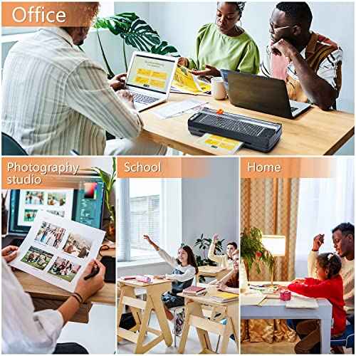 IMLIKE A4 Thermal Laminator with Laminating Pouches - 9" Photo Laminating Machine, Built-in Paper Trimmer, 6-in-1 Black Laminator for Home, School, and Office Use