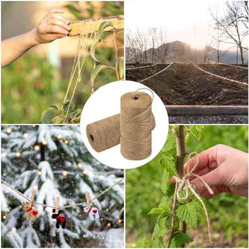 Twine String 1312 Feet Long Jute Twine Hemp Rope for Gardening Crafts Giftwares Wrapping Packing Wedding Decor, Brown 2 Rolls