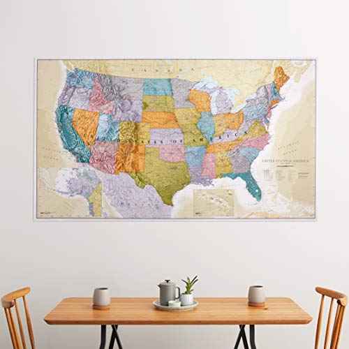 Maps International Giant Classic USA Mega-Map - Map of The United States Poster - Front Lamination - 46 x 80
