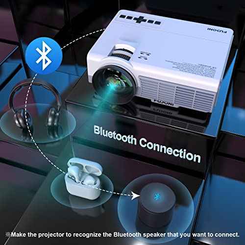Projector with WiFi and Bluetooth, FUDONI Upgrade Projector Native 1080P 14000L 4K Supported, Portable Movie Outdoor Projector for Home Theater, Compatible w HDMI/USB/TV Stick/Laptop/iOS Android Phone