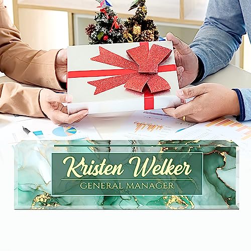 Personalized Green Coast Desk Name Plate - Acrylic Office Decor, Custom Office Gift