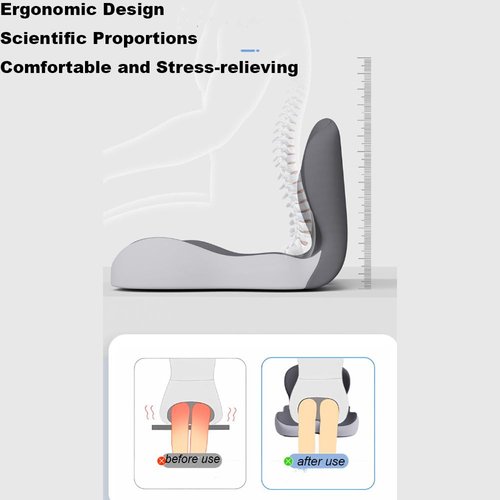 Reenly Back and Seat Cushion, 2025 Upgraded Sooth+Ergonomic Memory Foam L Shaped Car Seat Cushion, Fits The Waist Curve Used to Relieve Tailbone Discomfort While Driving (Grey-Black2.0)