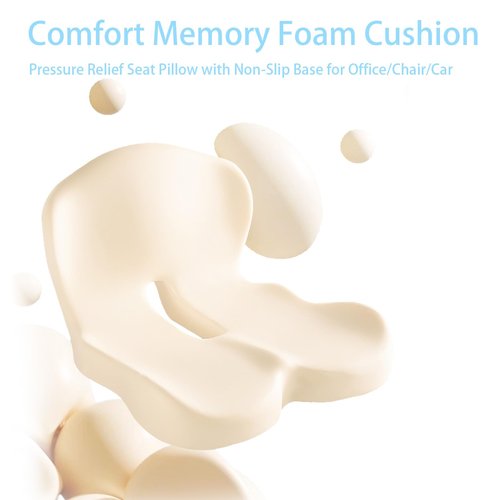 Memory Foam L-Shaped Integrated Seat Cushions - Office Chair Seat Cushion, Seat Cushion for Tailbone Pain Relief, Car Seat Cushions for Driving Lumbar Support(Black Gray)