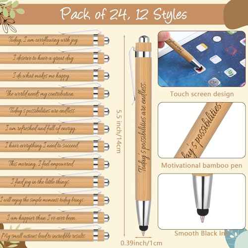 Pasimy 24 Set/48 Pcs Christmas Employee Appreciation Gifts Bulk Positive Affirmation Spiral Notebooks with Sticky Notes and Bamboo Pens 60 Sheets for Women Men Office School Holiday, 3.9 x 5.9 Inches